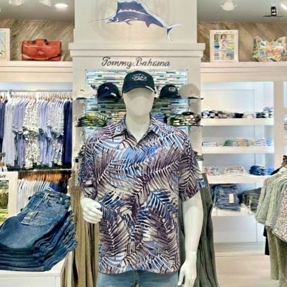 Tommy Bahama 100% Silk Palm Frond Hawaiian Shirt - Large - Picture 8 of 8